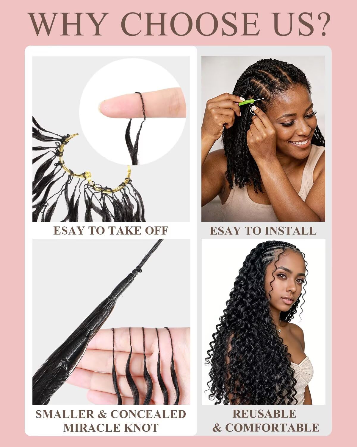 Human Crochet Hair for Black Women - 18 Inch Feather Extensions | Soft Lightweight Burmese Curly Texture, 55g 40 Strands