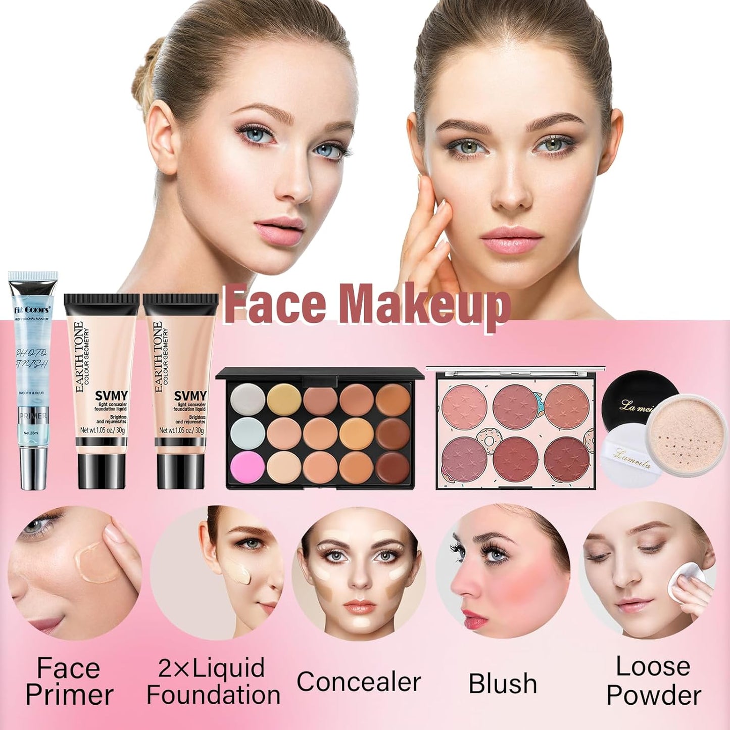 Makeup Set for Women | Complete Beginner Makeup Kit with Eyeshadow Palette & Lip Gloss - Perfect Gift for Teens