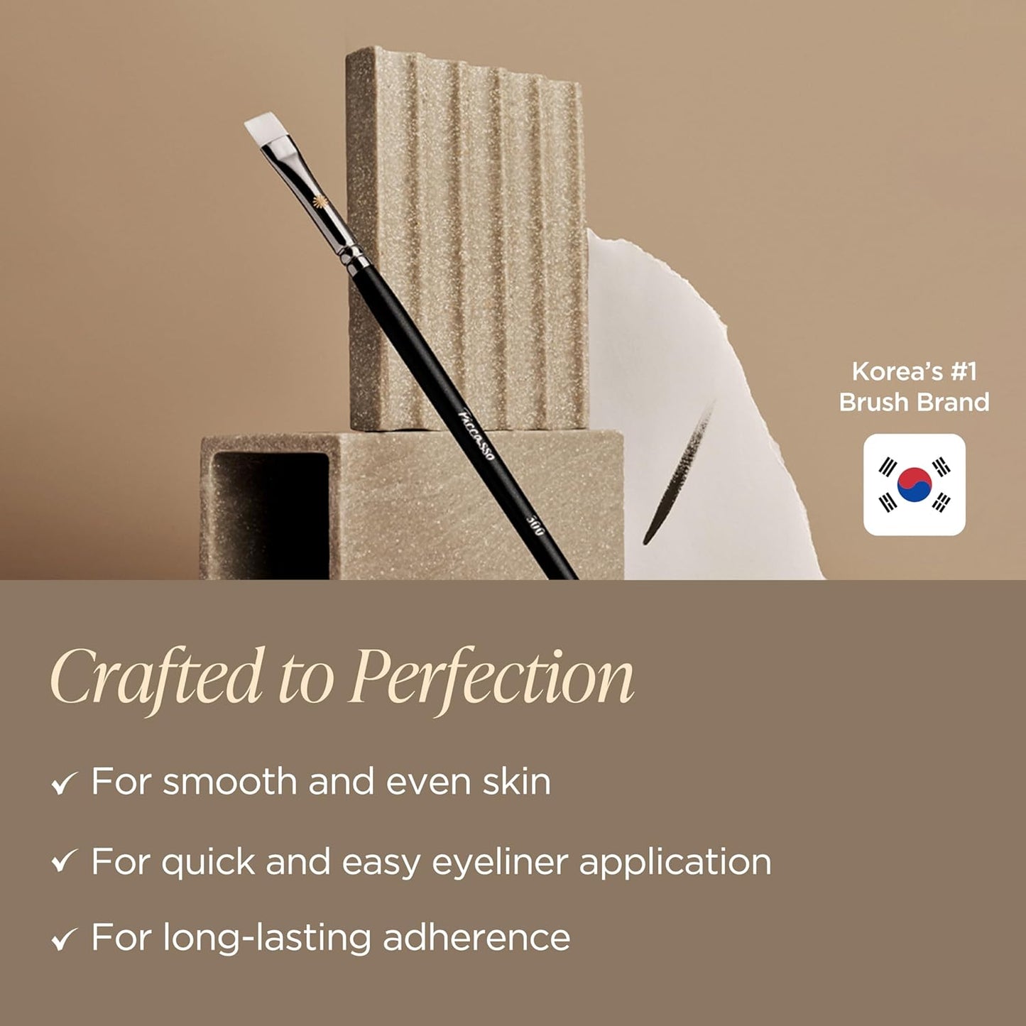 Piccasso Eyeliner and Concealer Brush - Dual-Use Angled Tool for Gel Eyeliner & Spot Concealing | Soft Precision Makeup Brush