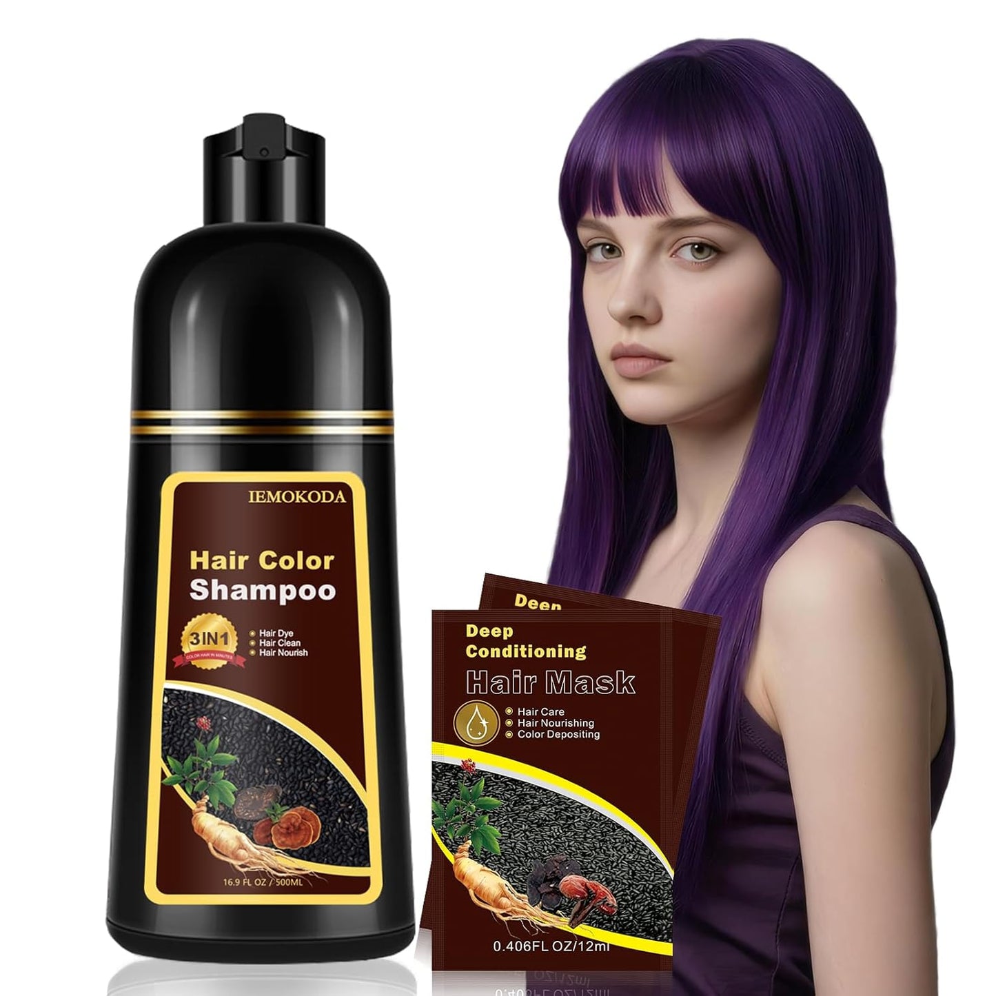 Cherry Brown Hair Dye Shampoo - 3 in 1 Color Treatment for Quick Results | Nourishing Formula