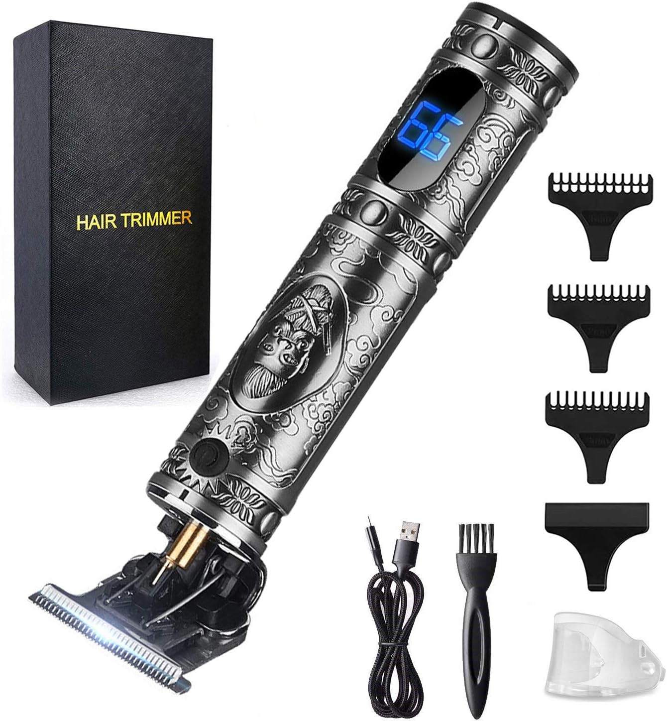 Professional Cordless Hair Trimmer for Men - T-Blade Beard Clippers | Gold Knight Close Cutting Kit