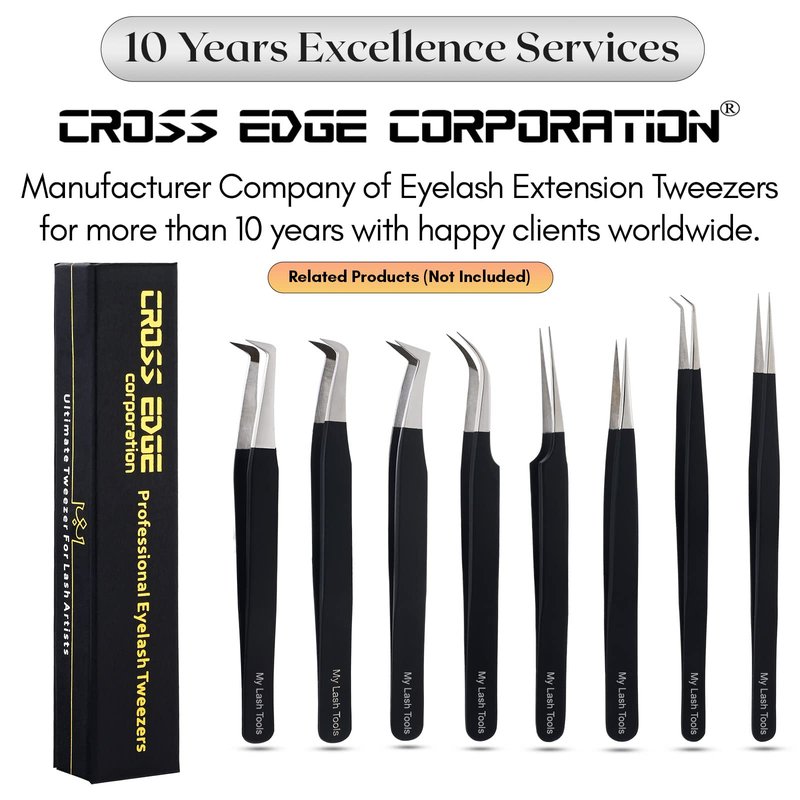 My Lash Tools Fiber Tip Lash Tweezers for Eyelash Extension Curved 45 Degree Angled Tweezer Best for Volume, Individual Isolation & Classic Lashes Stainless Steel Lash Supplies (Matte Black)