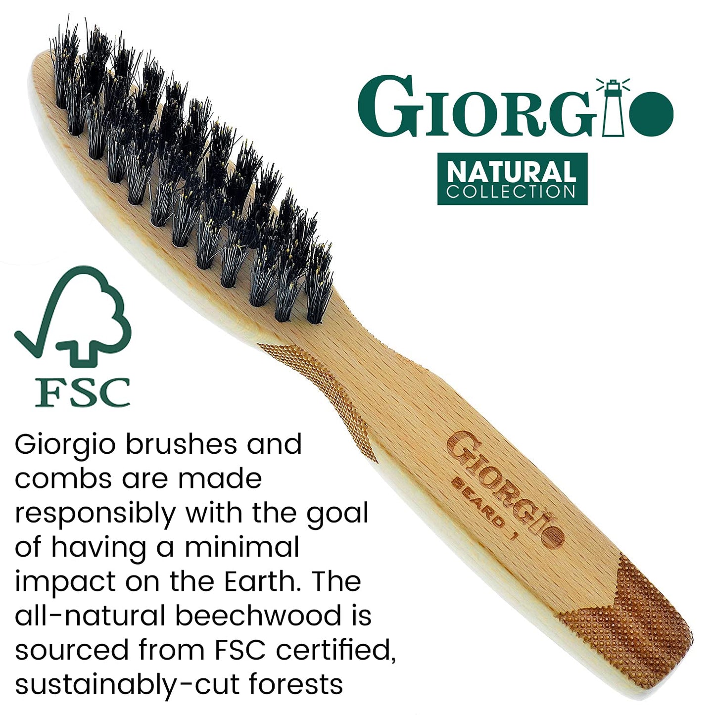 Giorgio G87 Gentleman's Tokyo Folding Pocket Comb, Flexible Men's Hair, Beard and Mustache Pocket Comb. Hand-Made of quality Durable Cellulose Acetate + GBRD1 6 Inch Beard and Mustache Brush