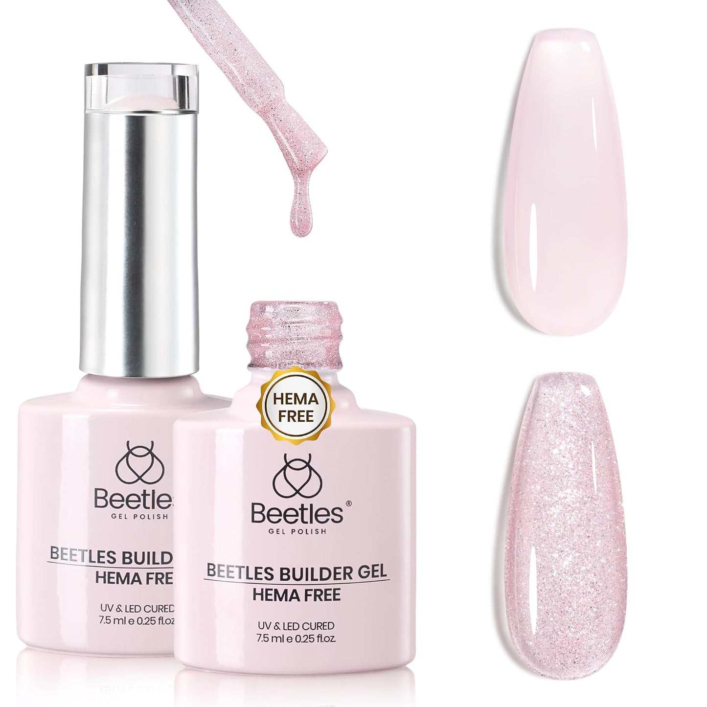 Beetles Builder Gel - Clear Nail Strengthening Gel Set | 3 Pcs for DIY Salon Use, UV & LED Compatible