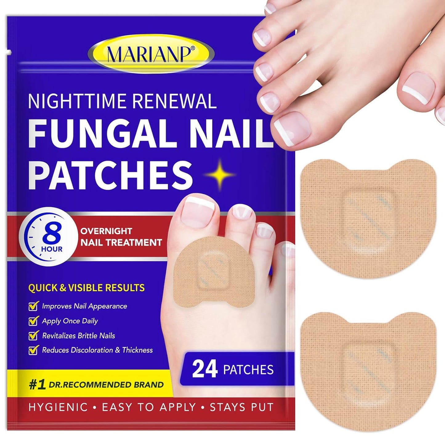 Toenail Fungus Treatment - Extra Strength Fungal Nail Patches | 24 Pcs for Overnight Repair & Care