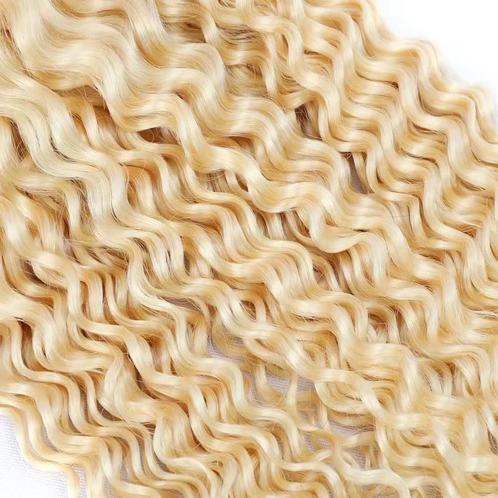 613 Boho Human Hair Braiding 613 Human Braiding Hair For Boho Braids Blonde Deep Wave Braids #613 Blonde Bulk Bohemian 150g 12 12 12 Inch