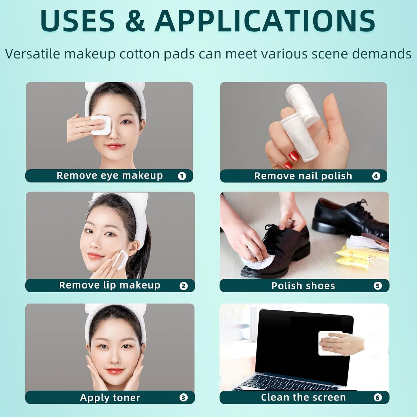 Exfoliating Cotton Pads - 100% Cotton, Extra-Soft & Lint-Free | 120 Count for Makeup Removal
