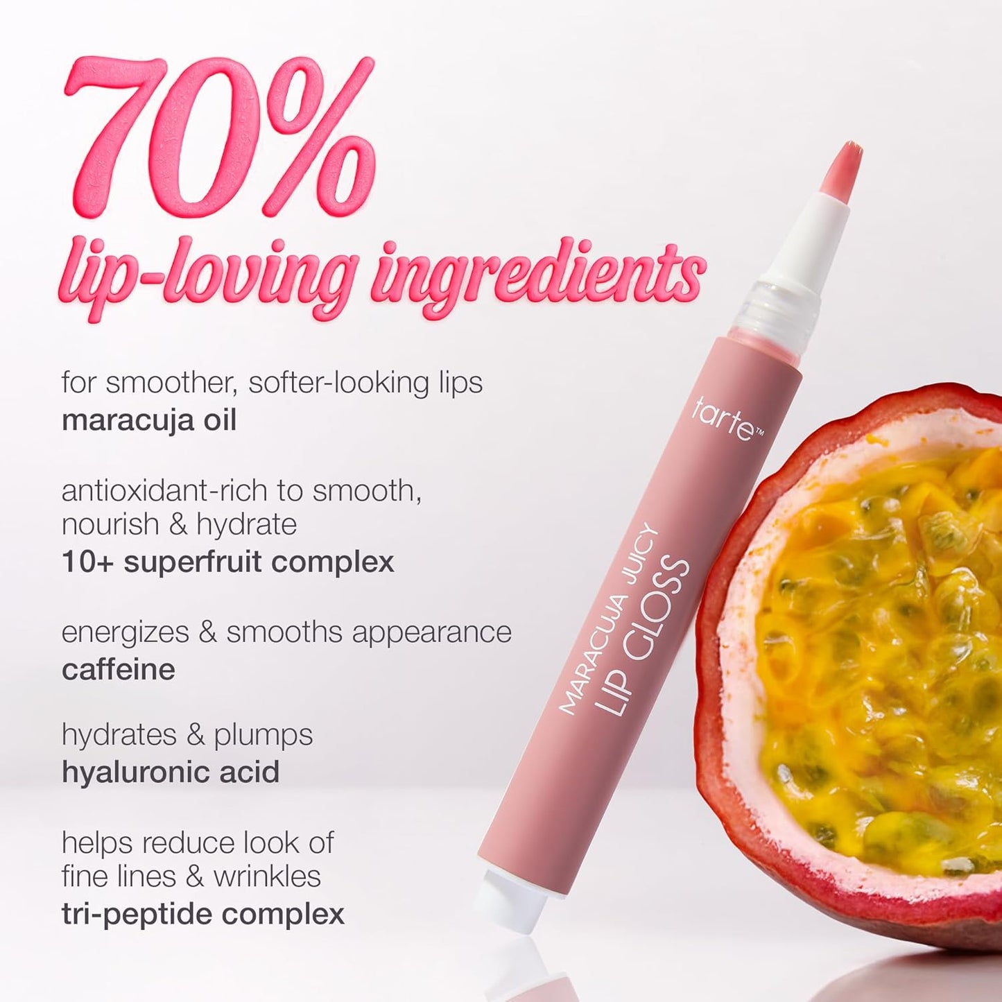 Tarte Maracuja Juicy Lip Gloss - Peptide-Infused Hydrating Balm | 12HR Moisture, Vegan, Full Size