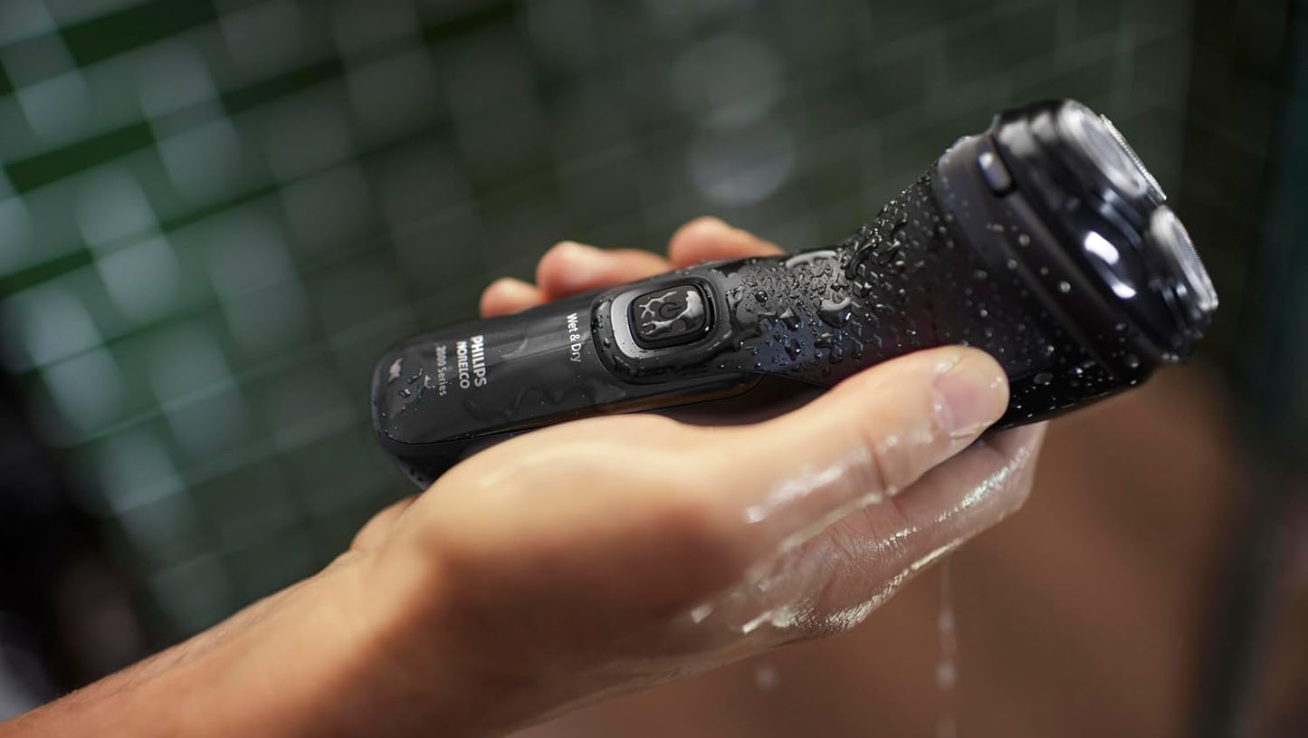 Philips Norelco Shaver 2400 Series - Wet & Dry Electric Shaver with Pop-Up Trimmer | Deep Black, Model X3001/90