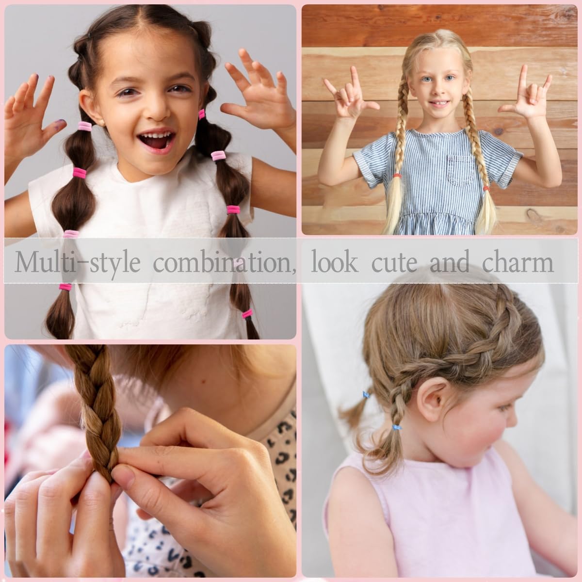 Elastic Hair Ties for Girls - 889 Pcs Colorful Rubber Bands Set with 14 Cute Hair Clips