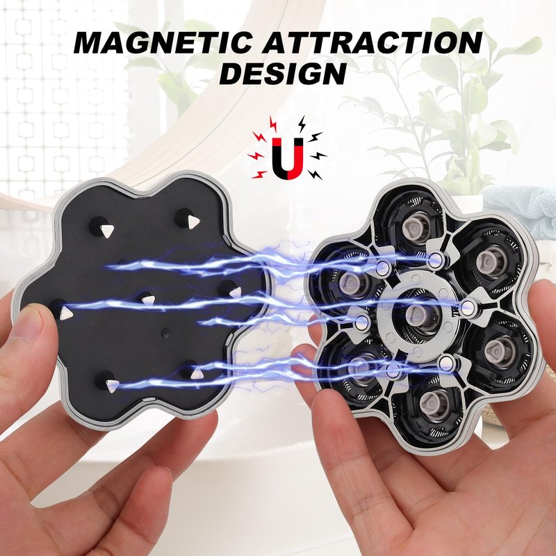 7 Blades Shaver Head - Men's Electric 7D Shaver Replacement Heads Universal Magnetic Replacement Blade Head Electric Razor for men,2 Pack