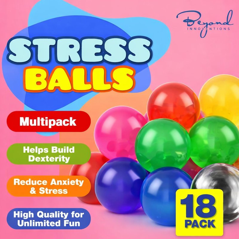 Stress Balls for Adults - 18 Pack XL Fidget Toys for Anxiety Relief | Calming Squishy Balls for Autism & ADHD