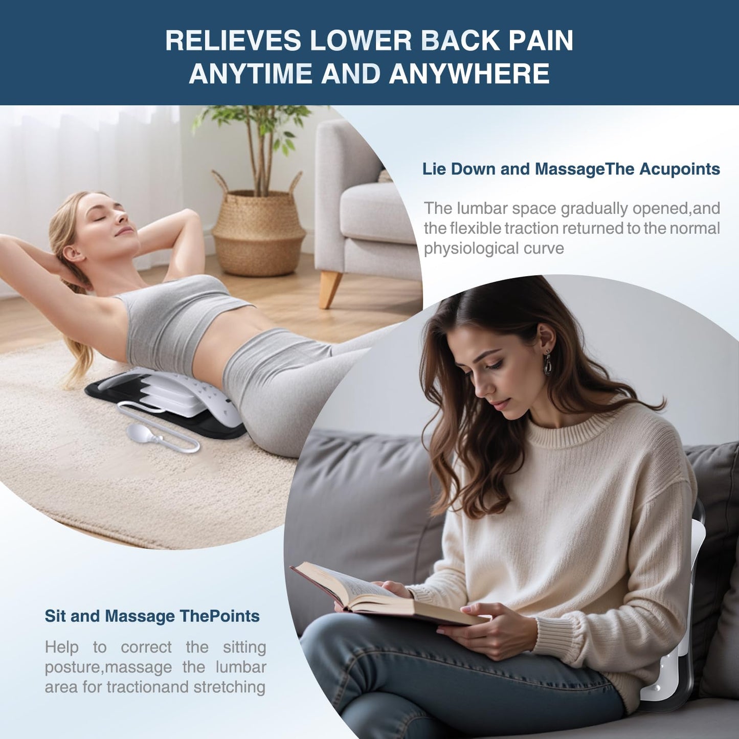 Back Stretcher for Lower Back Pain Relief,Adjustable Inversion Lumbar Traction Device,Lumbar Support Board for Spinal Decompression and Scoliosis,Sciatic Nerve Release Tool,Back Cracker Board