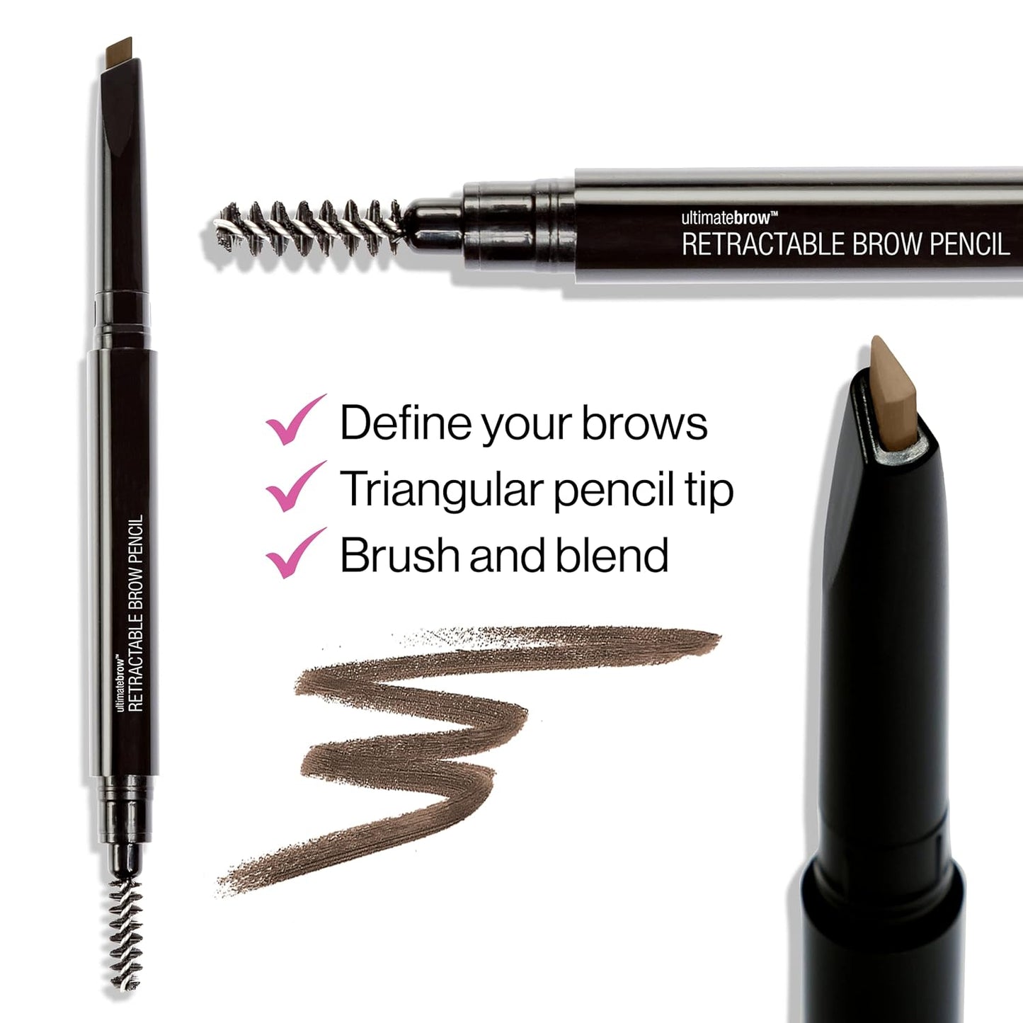 Ultimate Eyebrow Retractable Definer Pencil - Ash Brown | Dual-Sided Brush & Fine Tip for Perfect Brow Definition