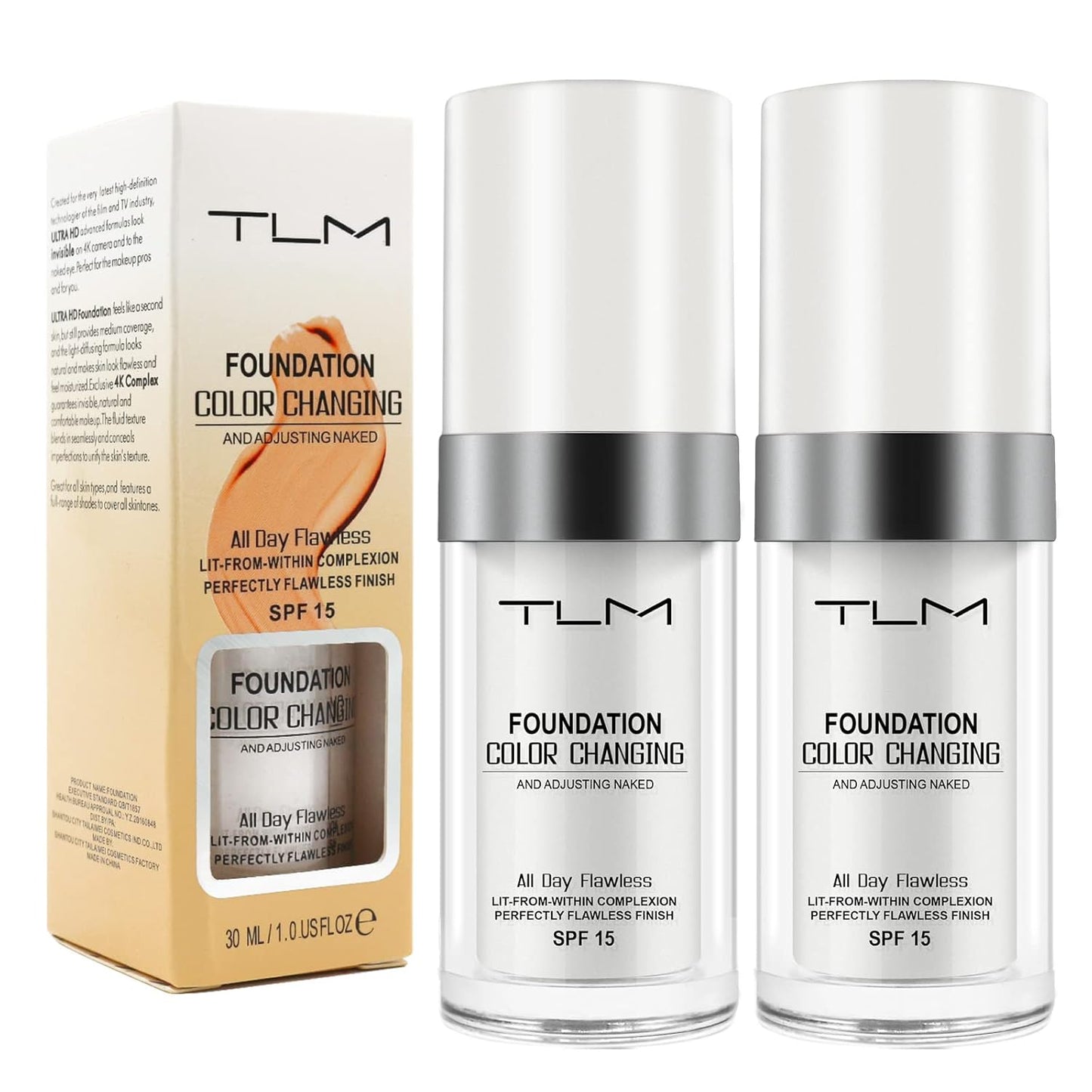 Color Changing Foundation - Moisturizing Liquid Sunscreen | 2 Pack, 30ml