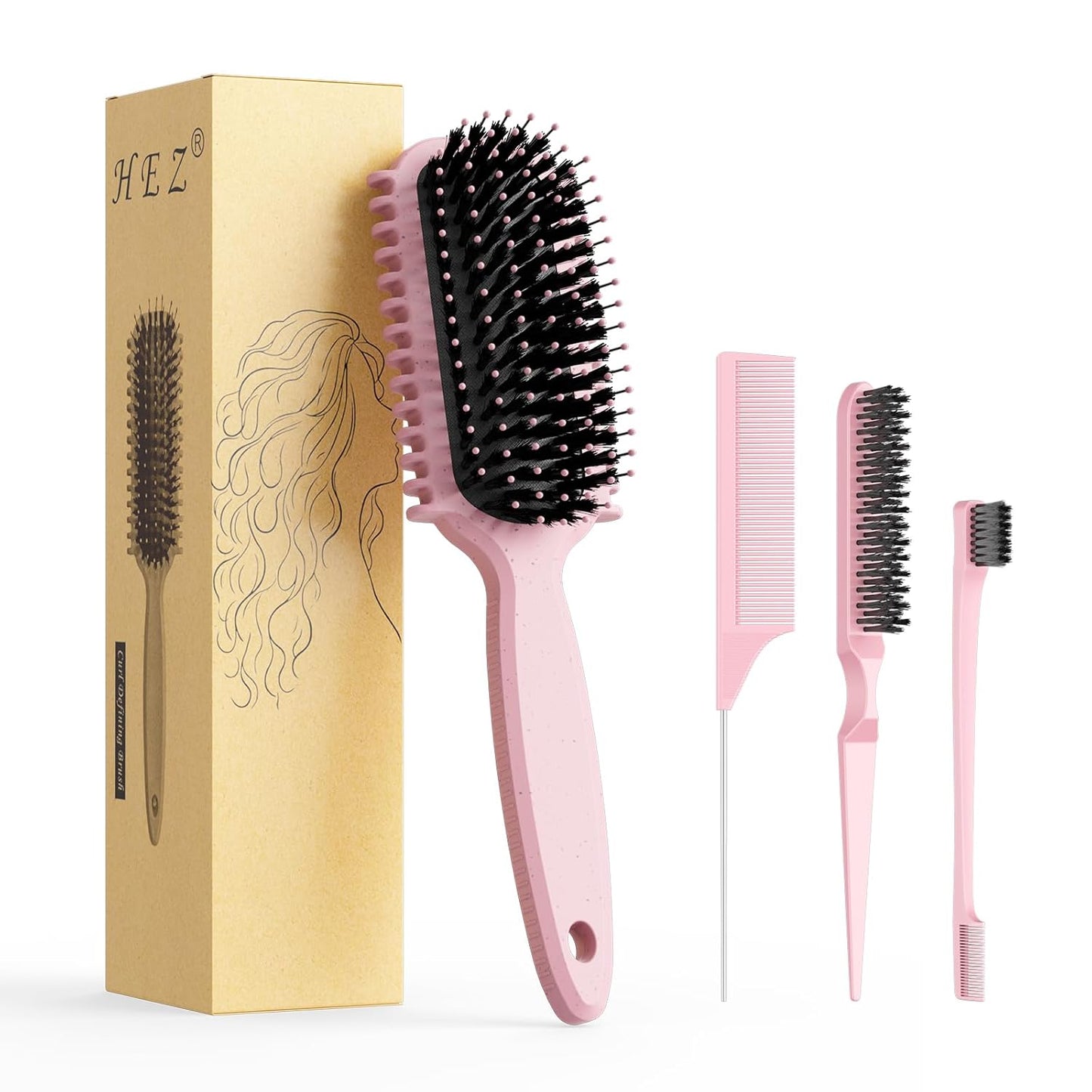 Curl Defining Brush - Curly Hair Styling Tool for Easy Combing & Shaping | Beige