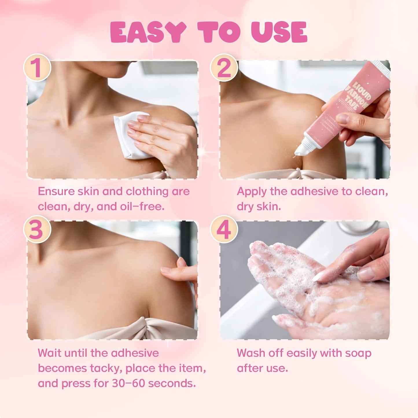 Body Adhesive for Clothing - Sweat Resistant & Long Lasting Glue for Dancers, Wigs, Bras | 30ml