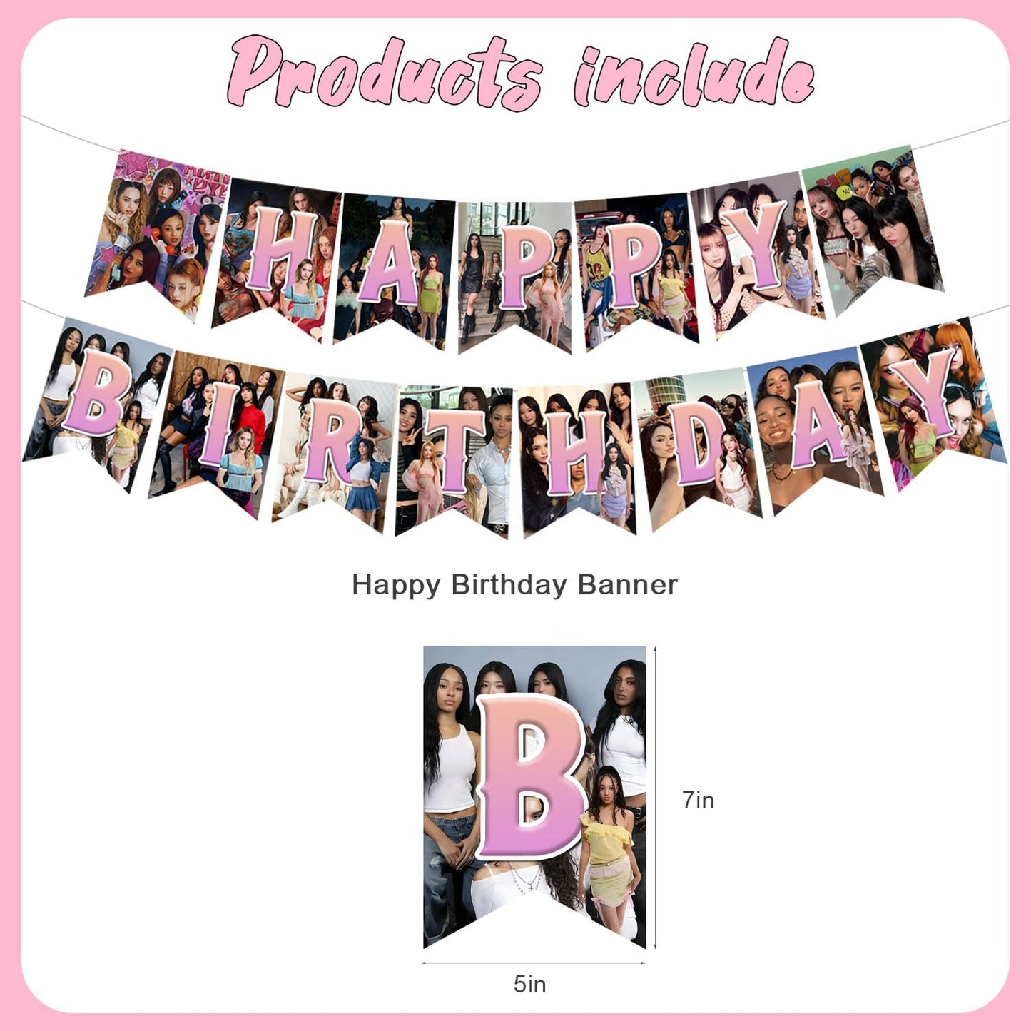 Birthday Party Decoration Set - Happy Birthday Banner, Cake Topper & Latex Balloons | Perfect for KATSEYE Fans