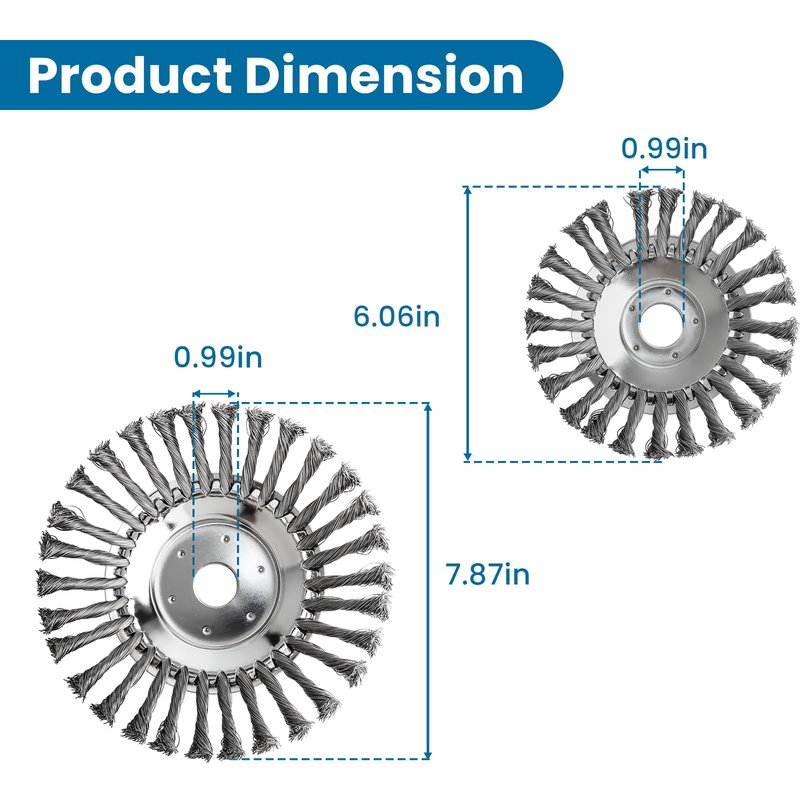 [2-Pack] 6" & 8" Steel Wire Brush Cutter Trimmer Head, Replacement for Stihl, Husqvarna, Ryobi, Echo Weed Eater, Compatible with FS55 FS90 FS110 FS130, Universal Wired Trimmer Blade with Adapter Kits