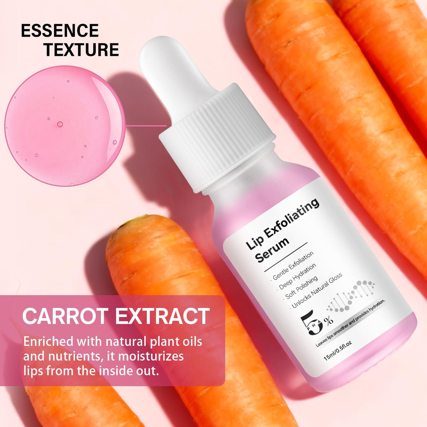 PHA 5% Exfoliating Lip Serum – Overnight Leave-On Treatment for Dry, Cracked Lips, Hydrating Lip Exfoliator & Primer for Smoother, Softer, Plump-Looking Lips (2)