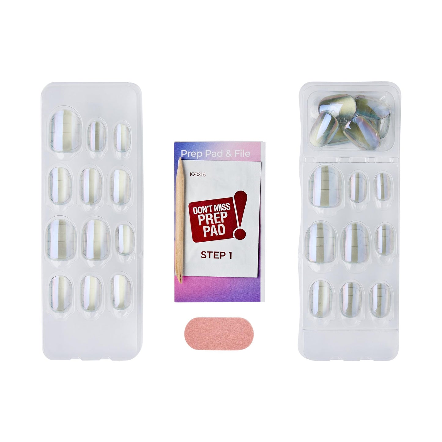 Kiss colorFX by Impress Press On Nails, Sour Love, 30 No Glue Peel and Stick Nails Kit with IMPROVED Adhesive, Silver Short Oval Pearlescent Effect, Includes Prep Pad, Manicure Stick & Mini File