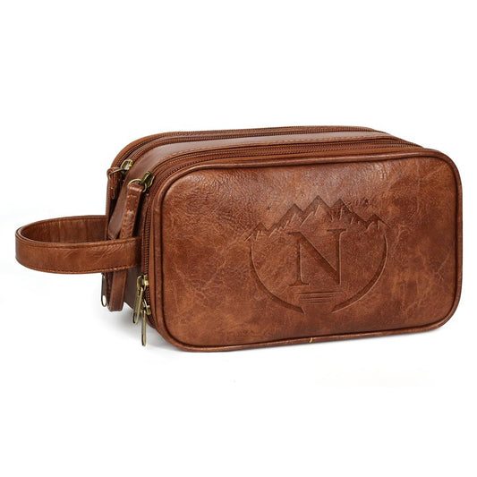 Mens Leather Toiletry Bag Personalized,Waterproof Travel Shaving Bag,Christmas Gift for Men Him Husband Son Dad Birthday Gift for Groomsmen Anniversary,Thanksgiving Valentine's Day Father Day-Browm N