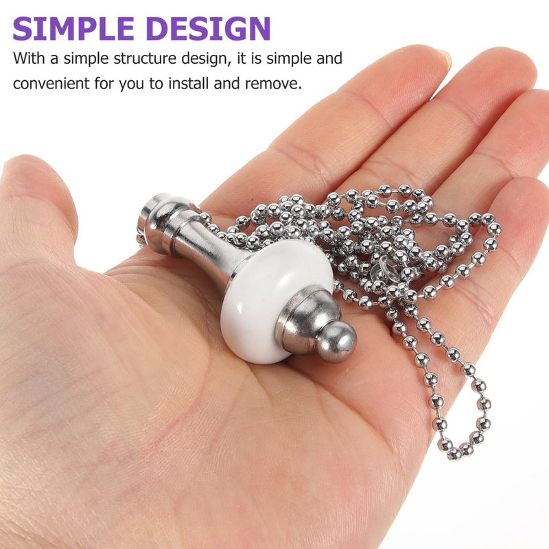POPETPOP 33.6 Inch Ceiling Fan Pull Chain - White Ceramic Pendant Light Extender, Decorative Extension for Ceiling Light Lamp Fan Chain - Easy to Install