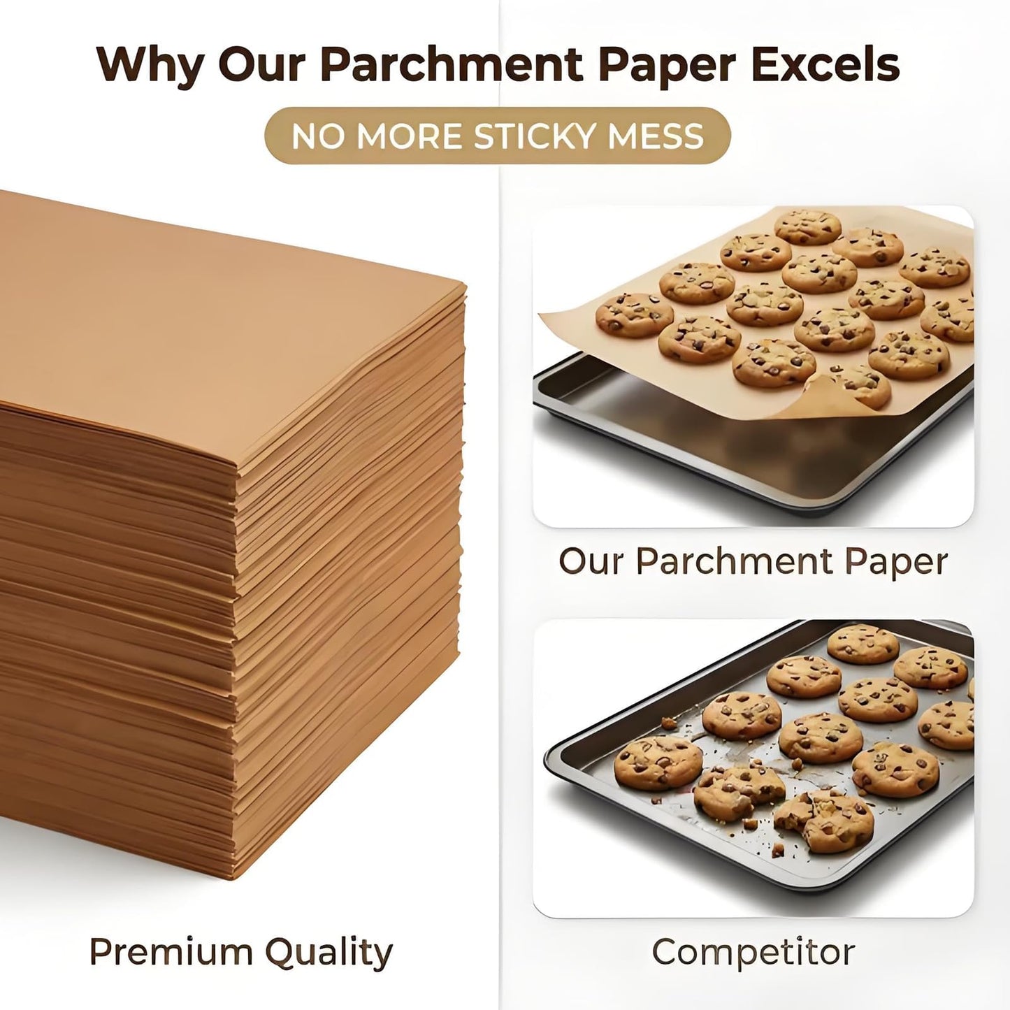 50Pcs Baking Paper Sheets - Parchment Paper Bulk Value Pack Non-Stick for Kitchen Ovens - Heat Resistant Pre-cut Parchment for Cookies