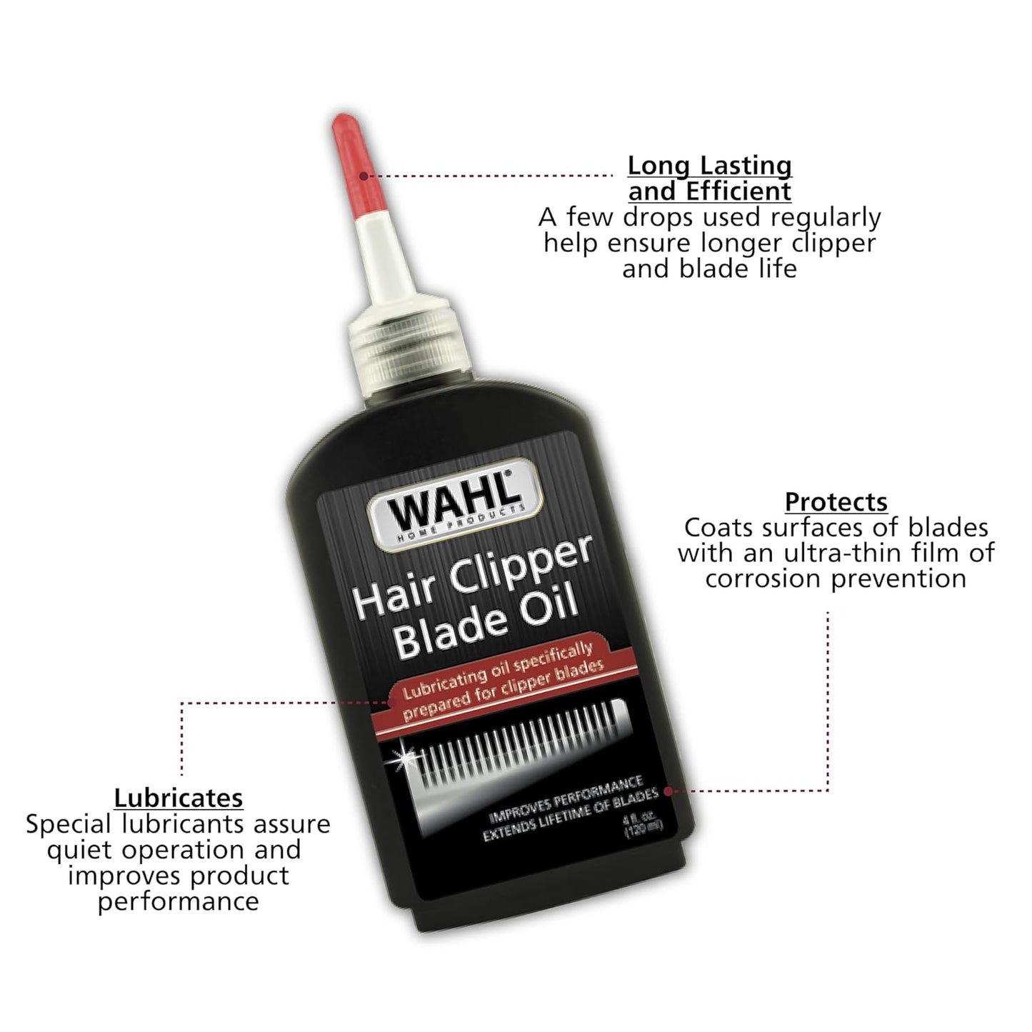 Wahl Hair Clipper Blade Lubricating Oil - Prevent Rust & Corrosion | 4 Fl Oz - Model 3310-300A