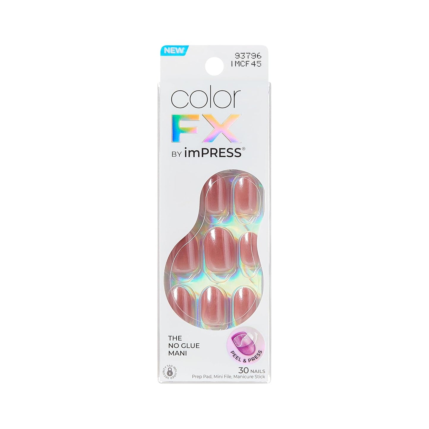 Kiss Impress No Glue Mani Press-On Nails - ColorFX Boundless Pink | Short Oval Shape, 30 Nails & Accessories