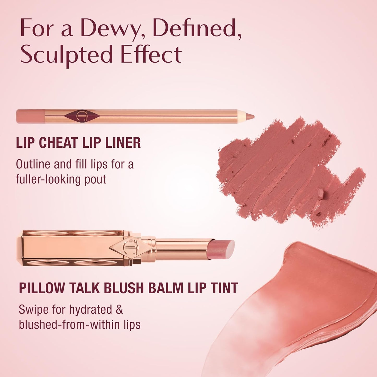 Charlotte Tilbury Pillow Talk Lip Tint - Long-Lasting Blush Balm with Peptides for Hydrated Lips | 24 HR Moisture