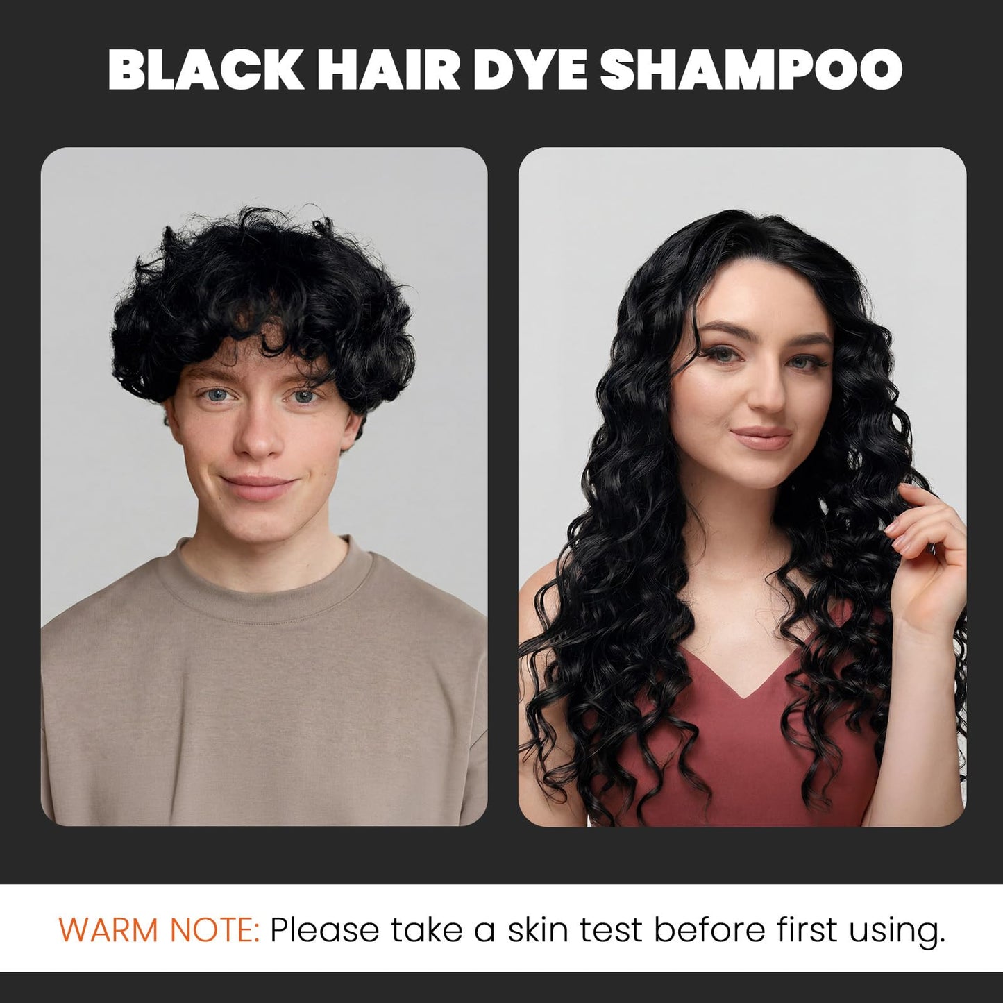 YOURTONE Black Hair Dye Shampoo 3 in 1, Hair Color Shampoo for Women & Men, Herbal Ingredients Shampoo para Pintar el Cabello for Grey Hair Coverage