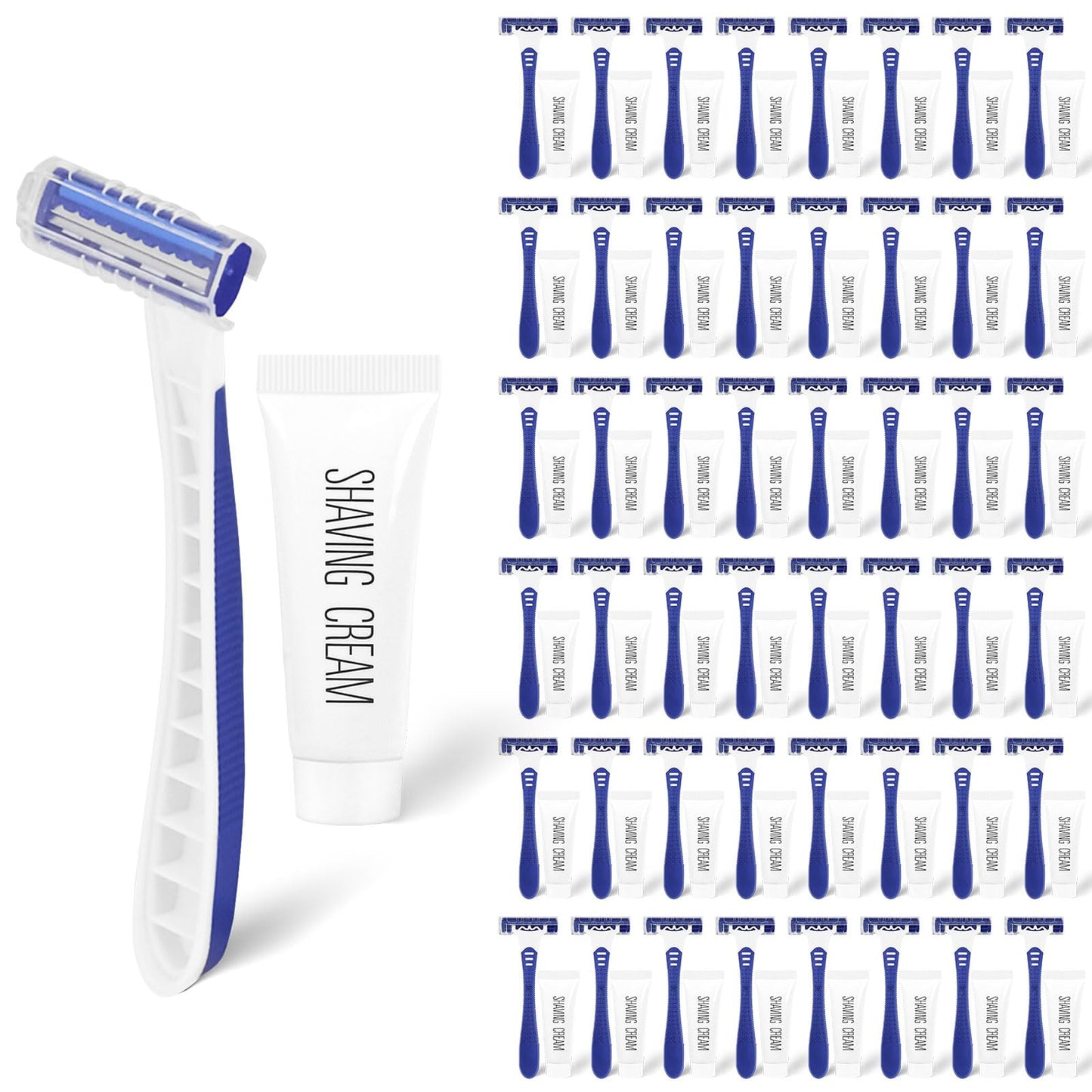 Disposable Razors Bulk, Razors Individually Wrapped Bulk, Travel Razors Bulk With 10g Shaving Cream For Hotels, Shelters, Homeless, Nursing Homes, Charities, Churches (Blue,30-PACK)