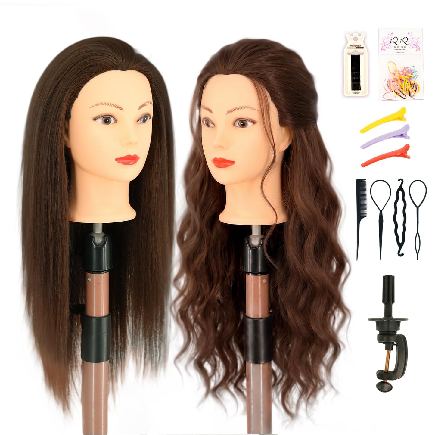 100% Human Hair Mannequin Head for Practice Braiding, 20-22" Doll Head