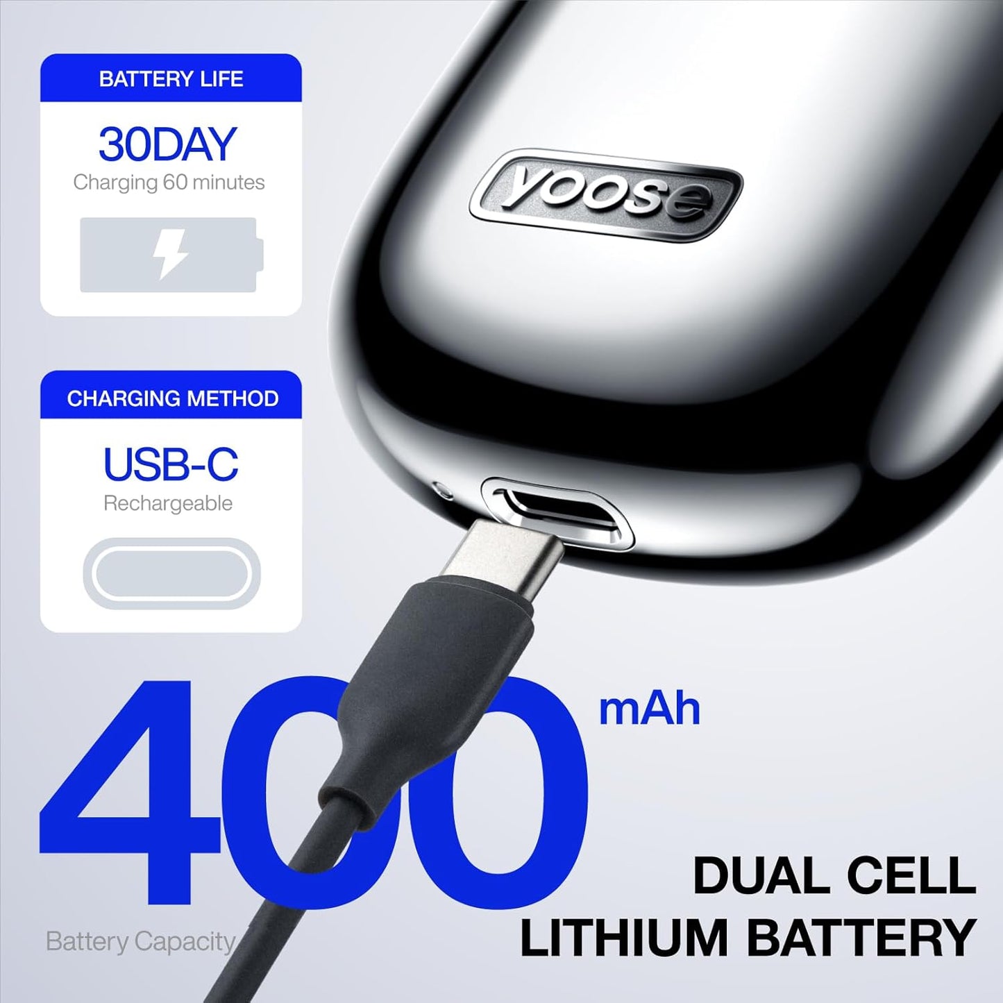 Portable Electric Razor for Men - Yoose Alloy Mini Shaver | IPX7 Waterproof, USB-C Rechargeable, 60 Min Runtime, Yellow