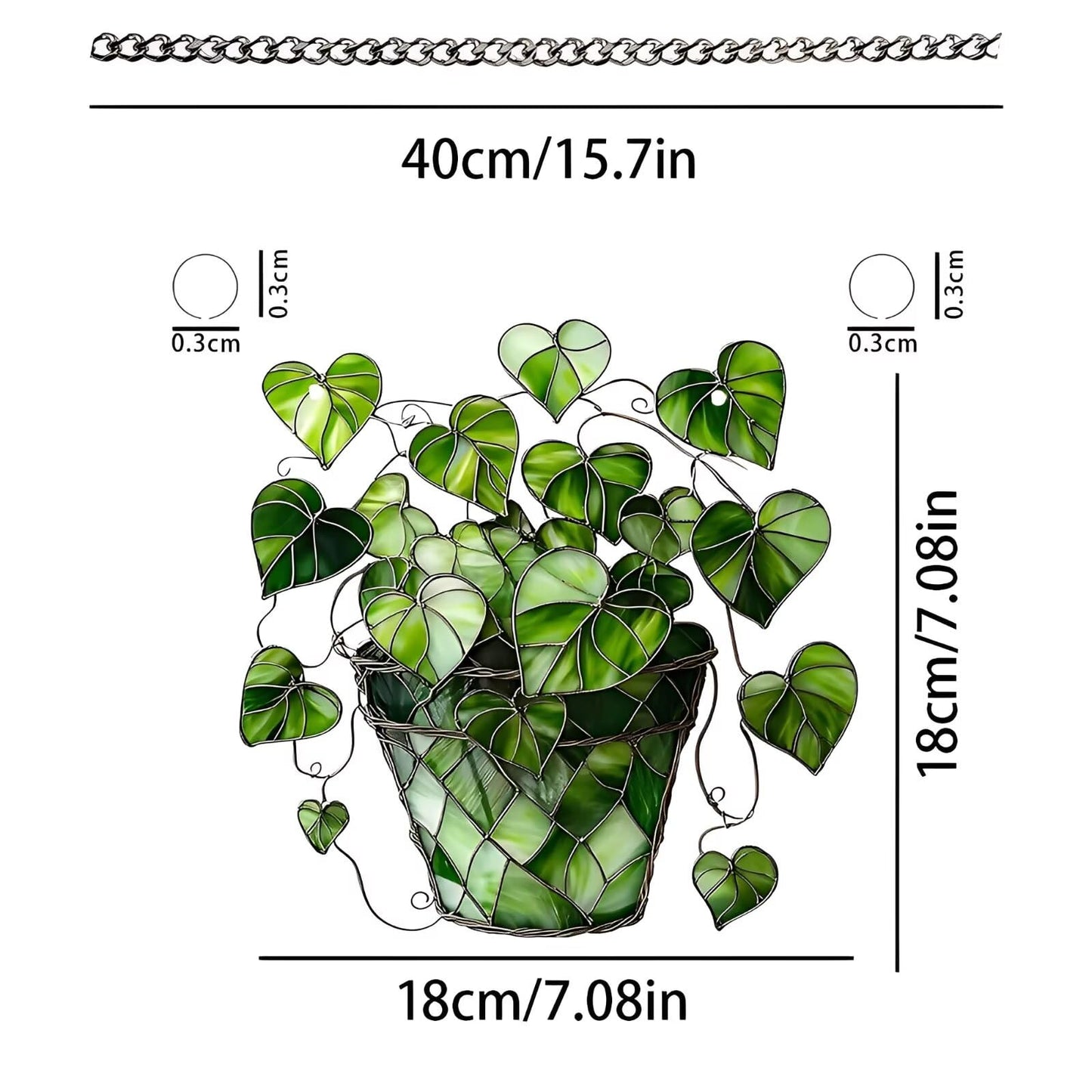 1PC Heart - Leaf Plant Acrylic Suncatcher Hanging, 7.08 inch Window Decor with Printed Stained Glass Style Design, Rainbow Maker Wall Art, Gift Idea & Garden Ornament Indoor Outdoor Use/ZW-03