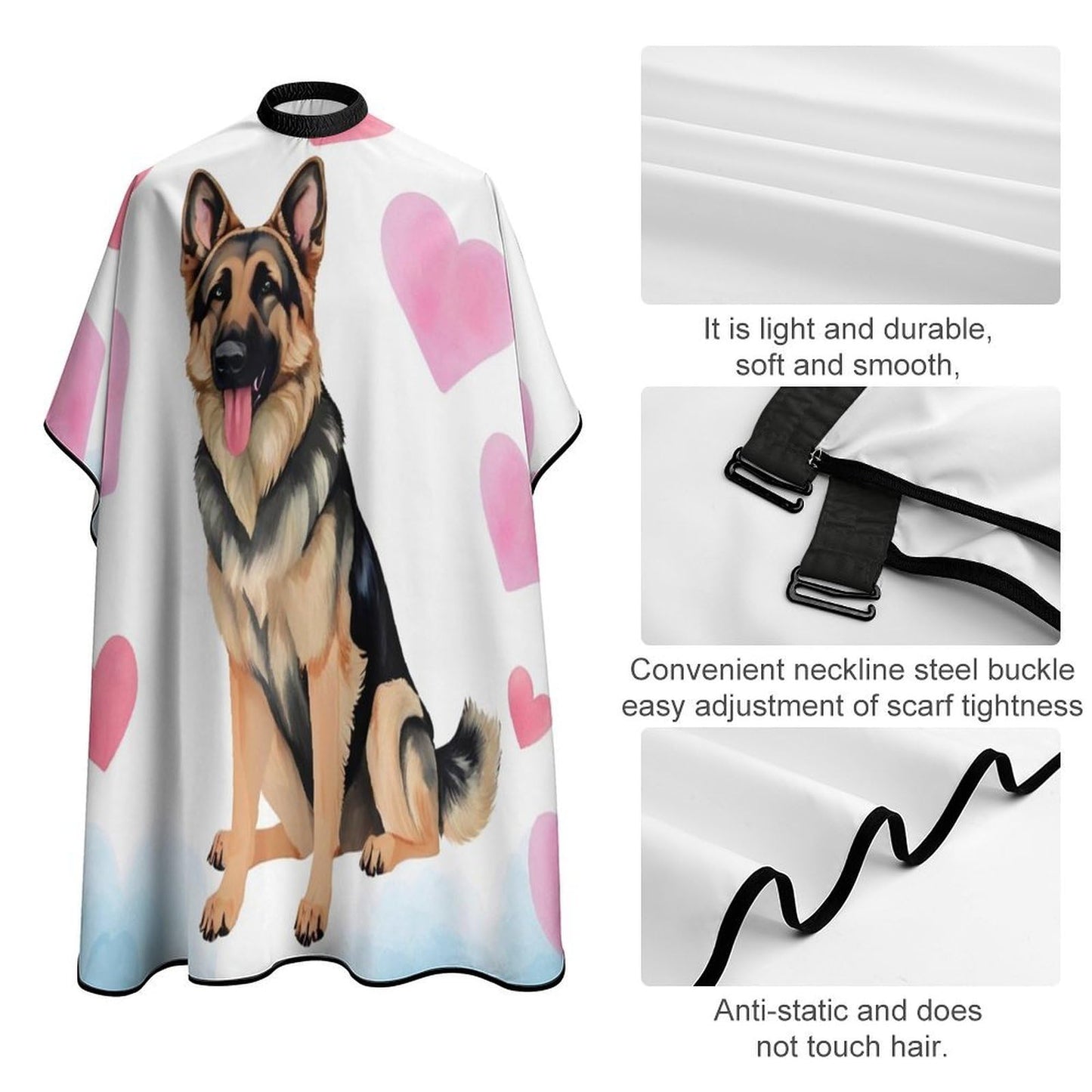 Extra Large Professional Hair Cutting Cape Full Coverage Barber Cape for Salon Home Use Funny German Shepherd Love