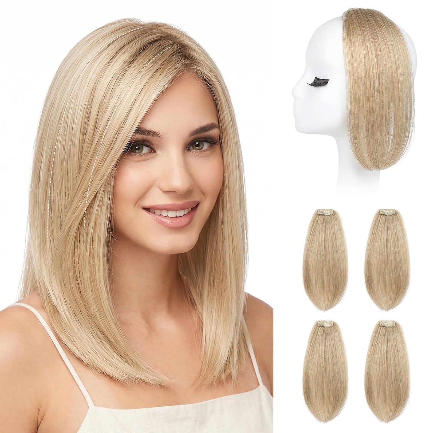 Clip In Hair Volumizer - 12 Inch Thick Hairpieces for Extra Volume | Off Black, 2PCS