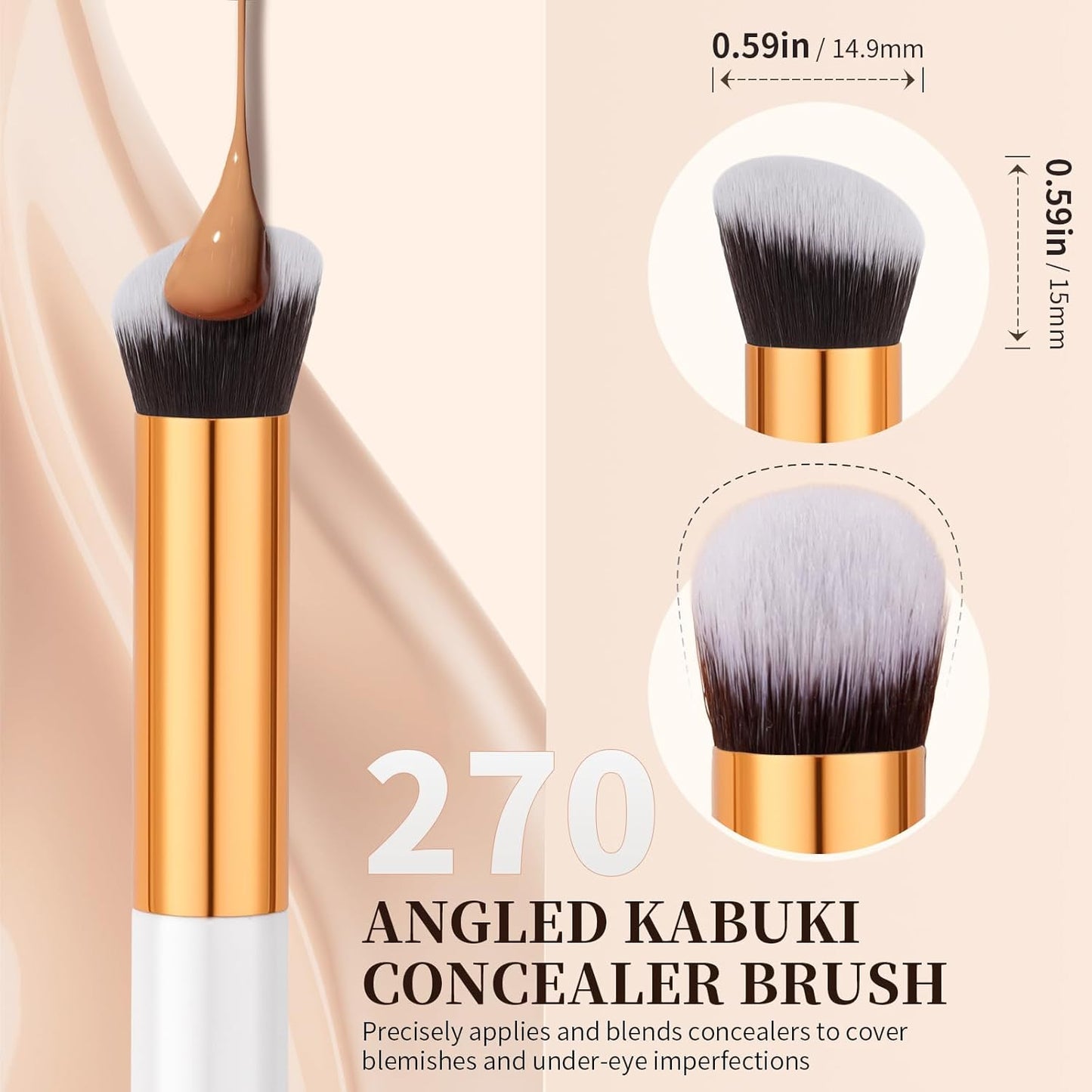 Docolor Foundation Brush Set - 2PCS Professional Angled Kabuki & Concealer Brushes for Flawless Makeup Application | Ideal for Liquid, Cream, and Mineral Blending