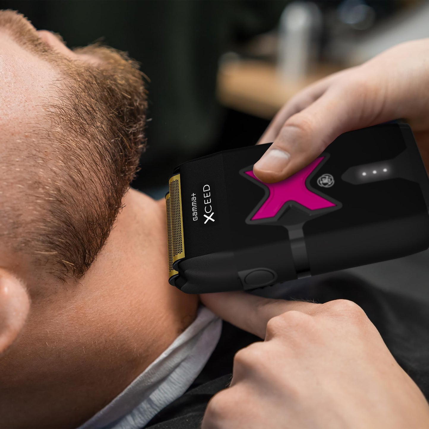 GAMMA+ XCeed Professional Foil Shaver, USB-C Rechargeable with IN2 Vector Motor, Gold Titanium Foil, Metal Housing with Customizable Components