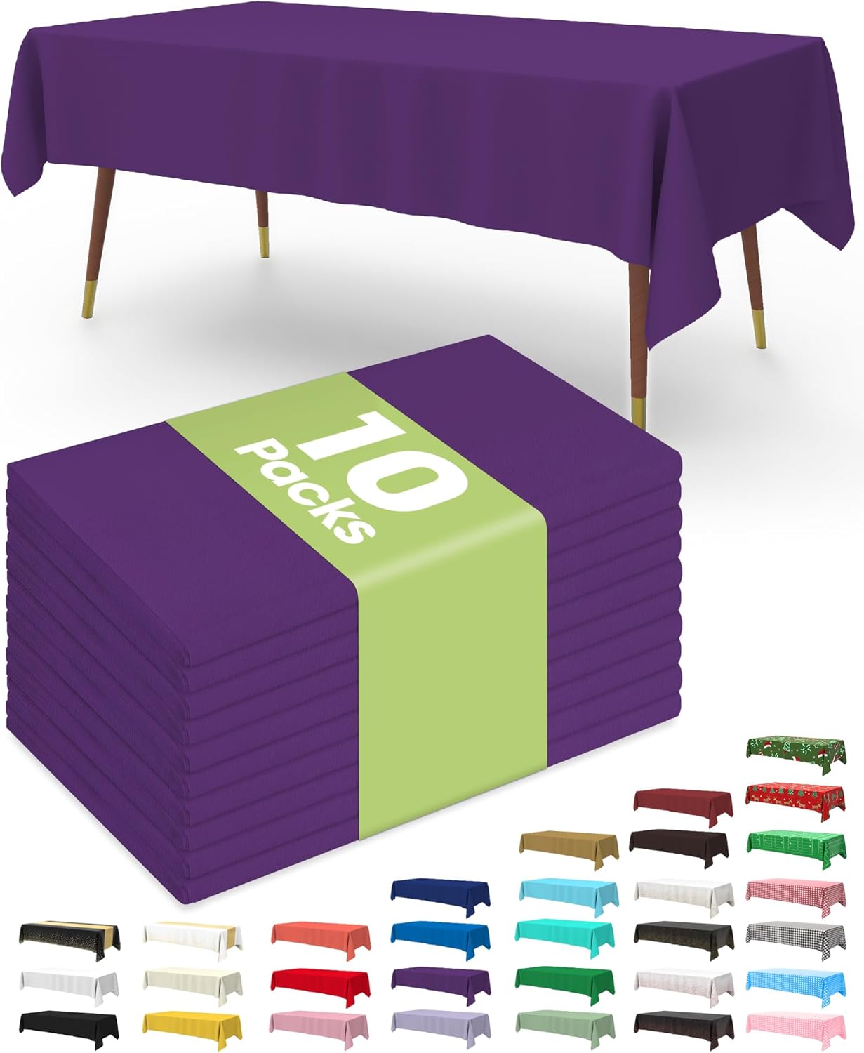 Plastic Table Cloths - 10 Pack Disposable 54 x 108 Inch for Parties, Picnics & Weddings | Rectangle White