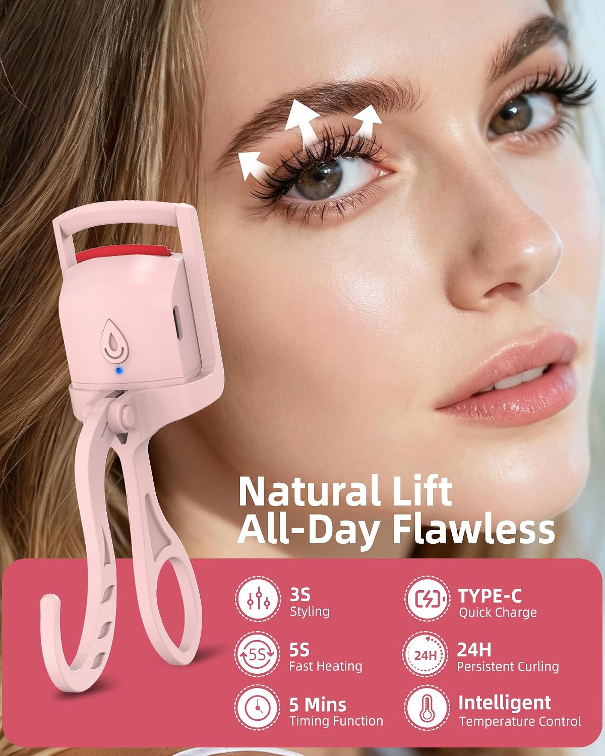 Heated Eyelash Curler - Quick 5-Second Curling Tool for Stunning Lashes
