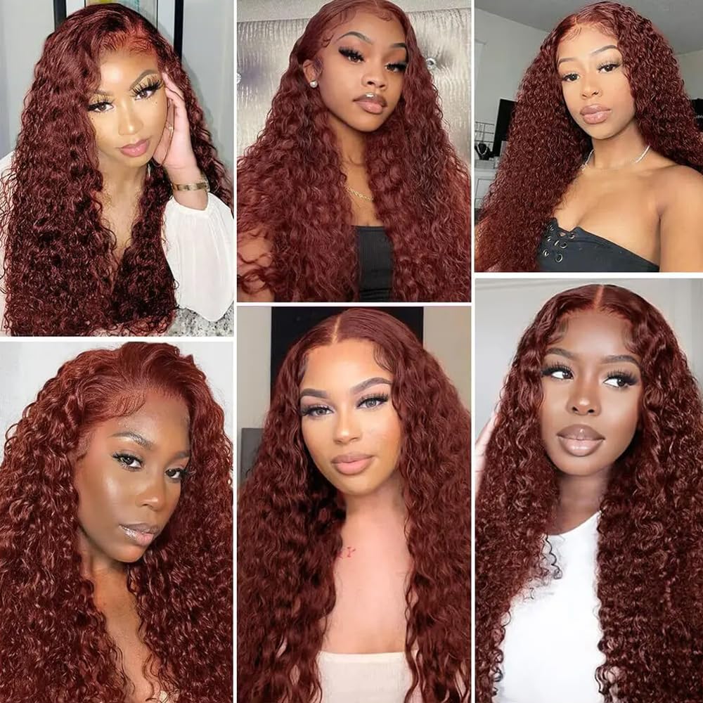 #33 Light Brown Bundles Human Hair Water Wave Bundles 14 16 18 Inch Brown Unprocessed Brazilian Virgin Hair 3 Bundle 50 Gram Per Bundle Deals Quick Weave Hair Extensions For Woman