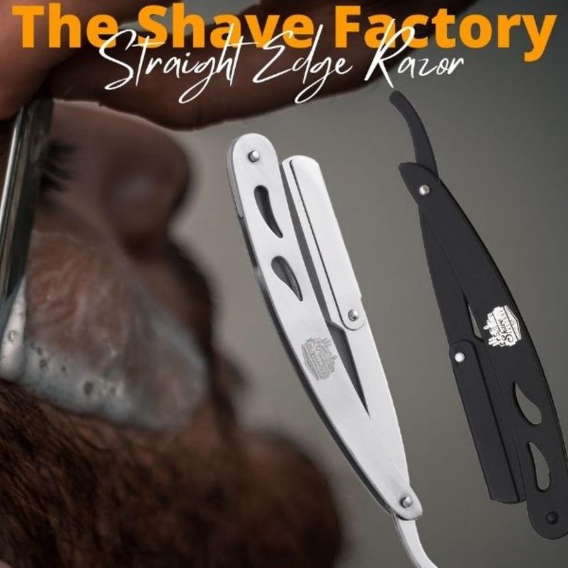 the shave factory Straight Edge Razor Kit (Black / 200 Dorco Single Edge Razor Blades Red)