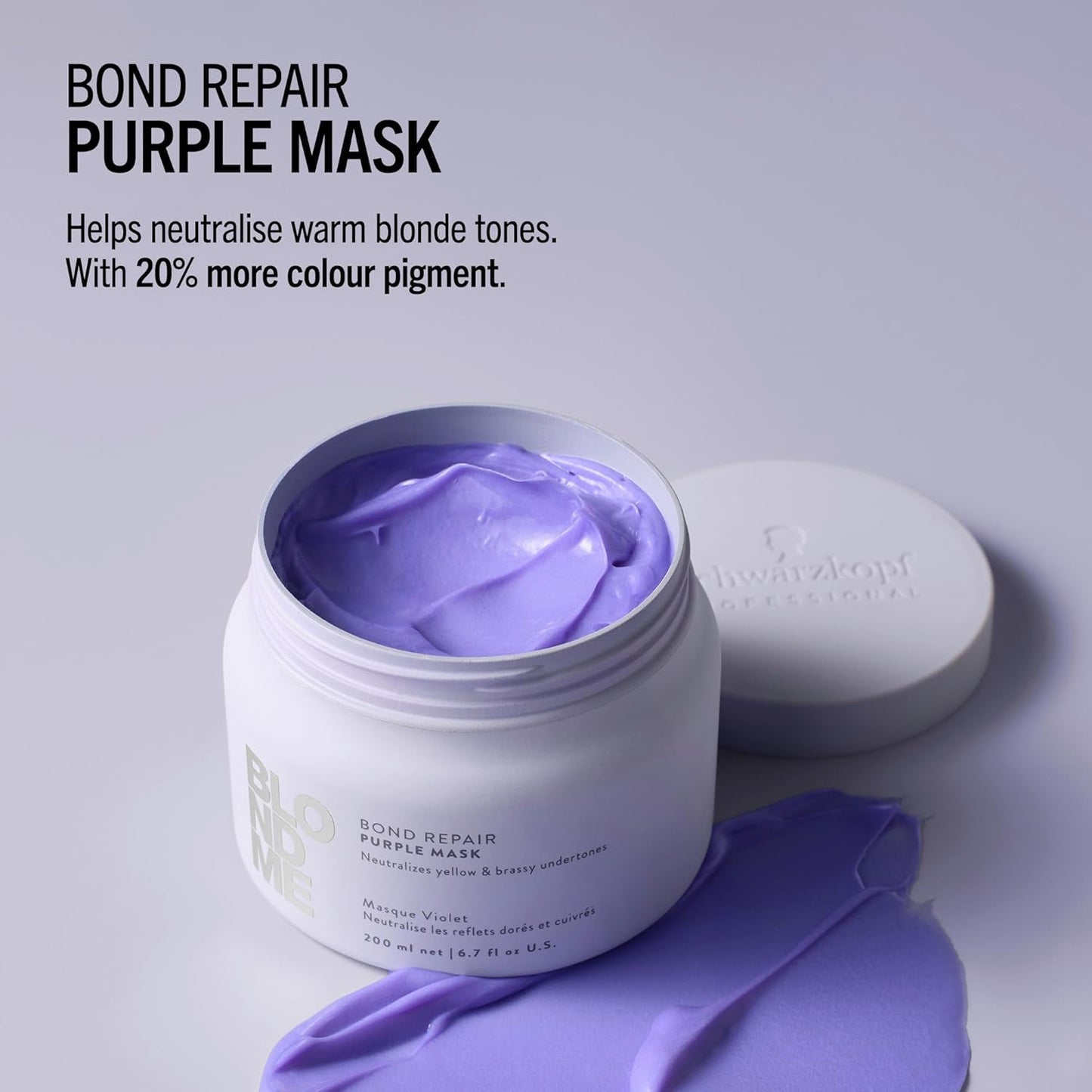 BlondMe Bond Repair Purple Mask - Neutralizes Yellow & Brassy Tones | For Healthy, Moisturized Blonde Hair
