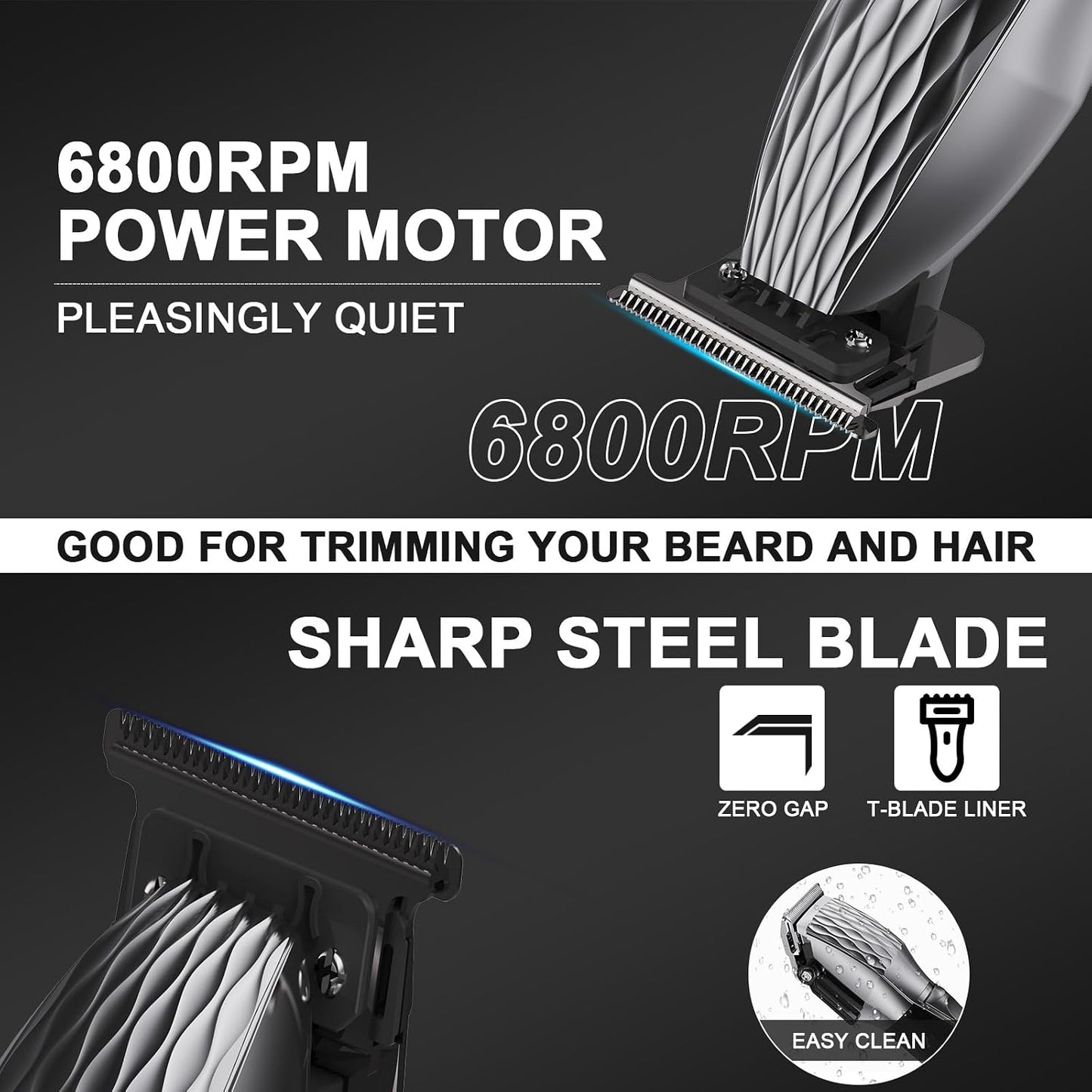 Professional Cordless Hair Clippers - 240Min Runtime, LED Display | Quiet Haircut Kit for Men, Women & Kids with 6 Guide Combs