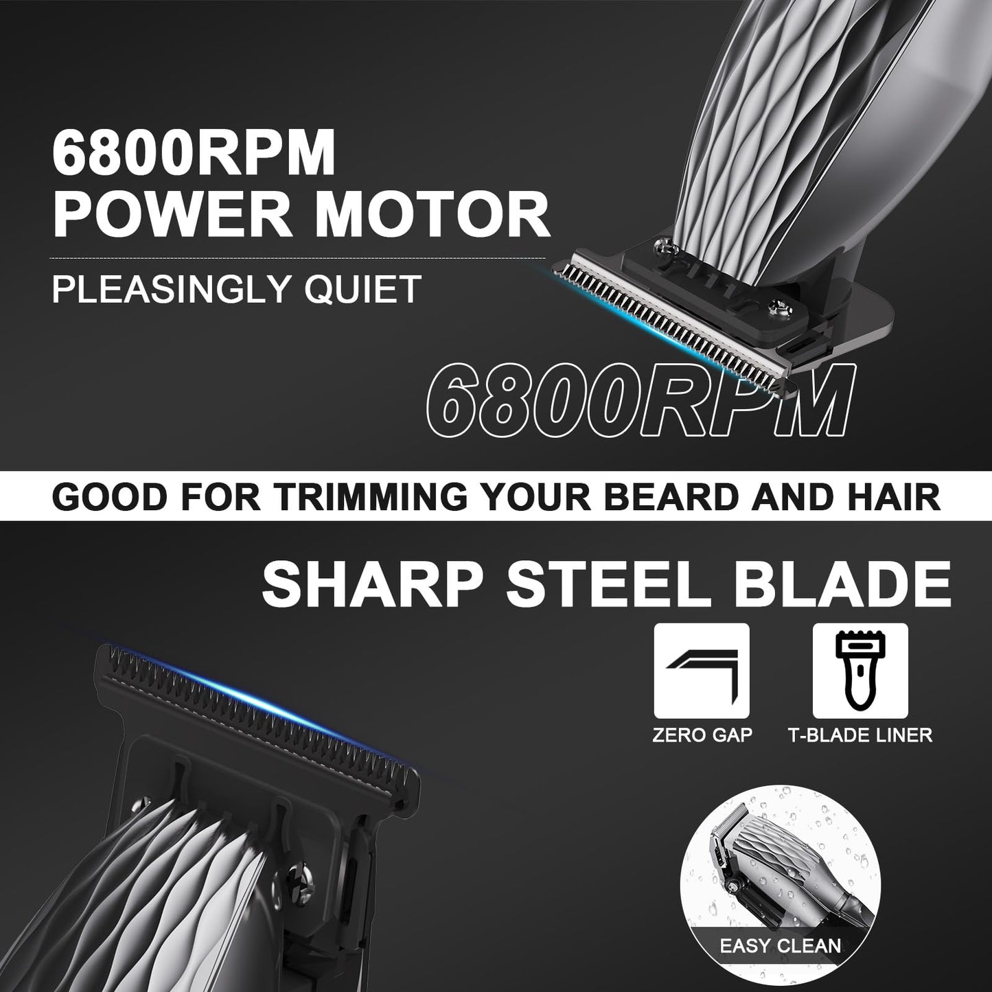 Clipzoo Professional Cordless Hair Clippers for Men & Trimmer Set, 240Min Runtime with LED Display, Quiet Haircut Kit for Men/Women/Kids w/6 Guide Combs, Barber Scissors, Cleaning Brush
