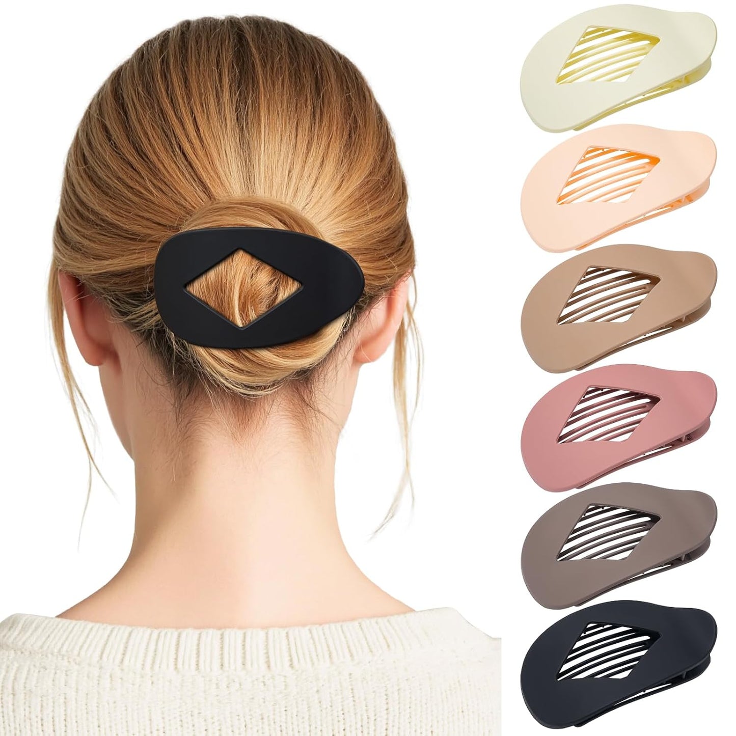 Flat Hair Clips for Women - 6 PCS French Medium Claw Clips for Thick or Thin Hair | Strong Grip Non-Slip Design