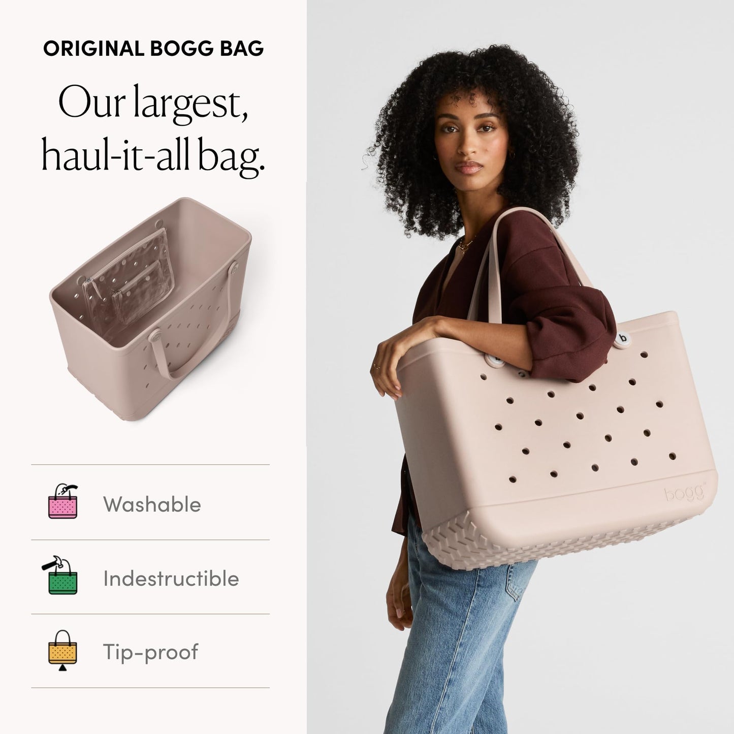 BOGG BAG Original Large Tote – 19" x 14" x 9" (I Lilac You a Lot)