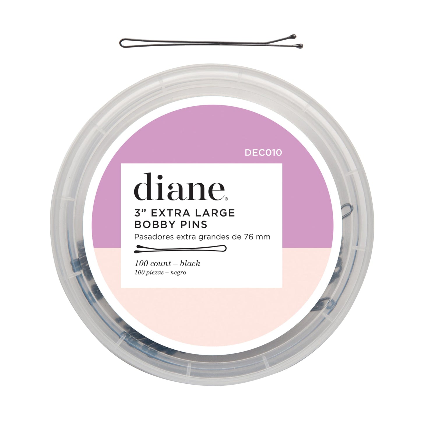 Diane XL 3" Black Bobby Pins 100-Count for Thick Hair, Extra Long Professional Hair Pins for Women with Strong Hold, Salon Styling Pins for Buns, Updos, French Twists, Roller Sets & Bridal Hair